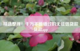 精选整理！千万不能错过的无征信贷款贷款app