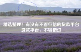 精选整理！有没有不看征信的贷款平台贷款平台，不容错过