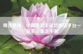 精选整理，小额贷款无征信网贷平台一览表，拿走不谢