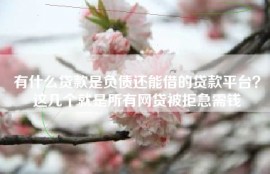 有什么贷款是负债还能借的贷款平台？这几个就是所有网贷被拒急需钱