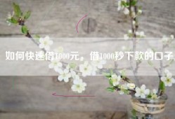 如何快速借1000元，借1000秒下款的口子