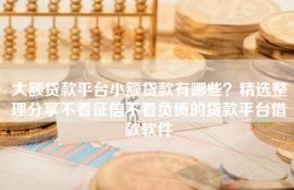 大额贷款平台小额贷款有哪些？精选整理分享不看征信不看负债的贷款平台借款软件