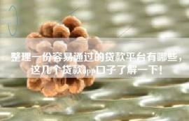整理一份容易通过的贷款平台有哪些，这几个贷款app口子了解一下！