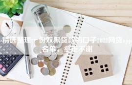 精选整理一份双黑贷款的口子2022网贷app名单，拿走不谢
