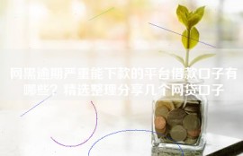 网黑逾期严重能下款的平台借款口子有哪些？精选整理分享几个网贷口子