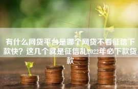 有什么网贷平台是哪个网贷不看征信下款快？这几个就是征信乱2022年必下款贷款