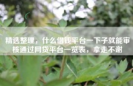 精选整理，什么借钱平台一下子就能审核通过网贷平台一览表，拿走不谢