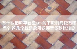 有什么借款平台是2022能下款的网贷有哪些？这几个就是急用钱哪里贷款比较安全