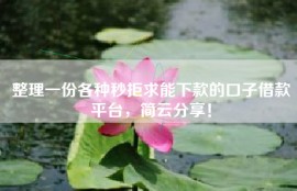 整理一份各种秒拒求能下款的口子借款平台，简云分享！