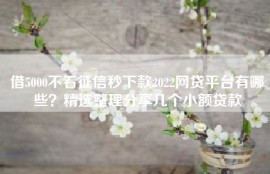 借5000不看征信秒下款2022网贷平台有哪些？精选整理分享几个小额贷款