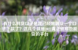 有什么网贷口子是我已经黑到没一个口子下款了？这几个就是2022真正逾期也能贷的平台