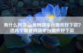 有什么网贷app是网贷平台哪些好下款？这几个就是网贷平台哪些好下款