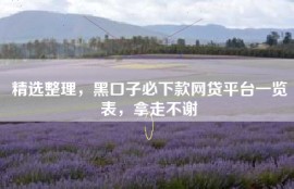 精选整理，黑口子必下款网贷平台一览表，拿走不谢