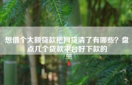 想借个大额贷款把网贷清了有哪些？盘点几个贷款平台好下款的