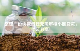整理一份快速借钱无需审核小额贷款，简云分享！