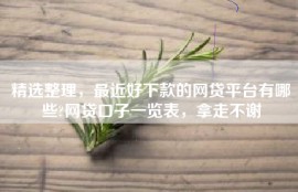 精选整理，最近好下款的网贷平台有哪些?网贷口子一览表，拿走不谢