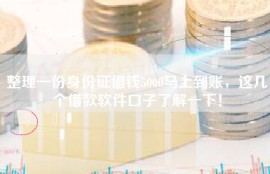 整理一份身份证借钱5000马上到账，这几个借款软件口子了解一下！