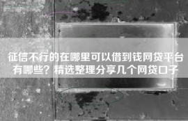 征信不行的在哪里可以借到钱网贷平台有哪些？精选整理分享几个网贷口子