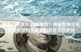 最新口子贷款app有哪些？精选整理分享无视征信和大数据的贷款贷款平台