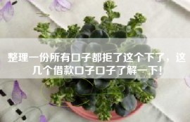 整理一份所有口子都拒了这个下了，这几个借款口子口子了解一下！