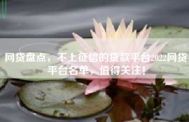 网贷盘点，不上征信的贷款平台2022网贷平台名单，值得关注！