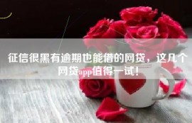 征信很黑有逾期也能借的网贷，这几个网贷app值得一试！