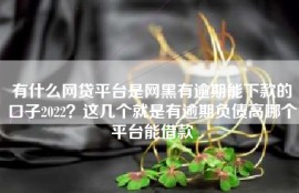 有什么网贷平台是网黑有逾期能下款的口子2022？这几个就是有逾期负债高哪个平台能借款