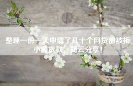 整理一份一天申请了几十个网贷都被拒小额贷款，简云分享！