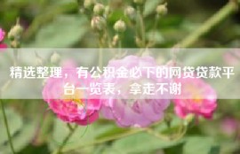 精选整理，有公积金必下的网贷贷款平台一览表，拿走不谢
