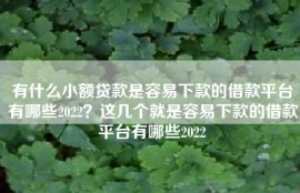 有什么小额贷款是容易下款的借款平台有哪些2022？这几个就是容易下款的借款平台有哪些2022