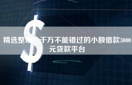 精选整理！千万不能错过的小额借款3000元贷款平台