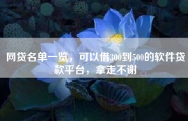 网贷名单一览，可以借300到500的软件贷款平台，拿走不谢