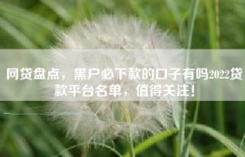 网贷盘点，黑户必下款的口子有吗2022贷款平台名单，值得关注！
