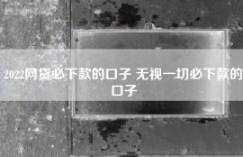 2022网贷必下款的口子 无视一切必下款的口子