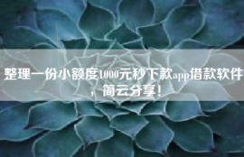 整理一份小额度1000元秒下款app借款软件，简云分享！