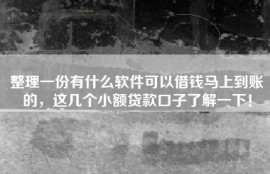 整理一份有什么软件可以借钱马上到账的，这几个小额贷款口子了解一下！
