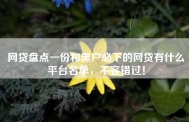 网贷盘点一份和黑户必下的网贷有什么平台名单，不容错过！