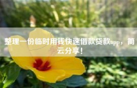 整理一份临时用钱快速借款贷款app，简云分享！