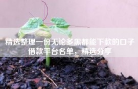 精选整理一份无论多黑都能下款的口子借款平台名单，精选分享