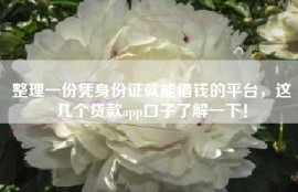 整理一份凭身份证就能借钱的平台，这几个贷款app口子了解一下！