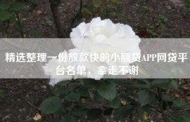 精选整理一份放款快的小额贷APP网贷平台名单，拿走不谢