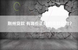 荆州贷款 有哪些正规的贷款公司？