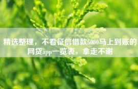 精选整理，不看征信借款5000马上到账的网贷app一览表，拿走不谢