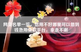 网贷名单一览，信用不好哪里可以借到钱急用贷款平台，拿走不谢