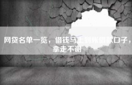 网贷名单一览，借钱马上到账借款口子，拿走不谢