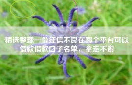 精选整理一份征信不良在哪个平台可以借款借款口子名单，拿走不谢