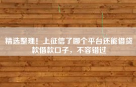 精选整理！上征信了哪个平台还能借贷款借款口子，不容错过