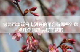 借两百块钱马上到账的平台有哪些？盘点几个网贷app好下款的