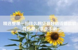 精选整理一份什么网贷最好借钱借款软件名单，拿走不谢