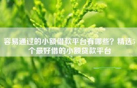 容易通过的小额借款平台有哪些？精选5个最好借的小额贷款平台